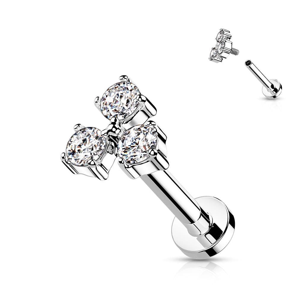 Labreta / cartilage piercing, čiré zirkony (1,2 x 6 mm) - LB0042C-1206