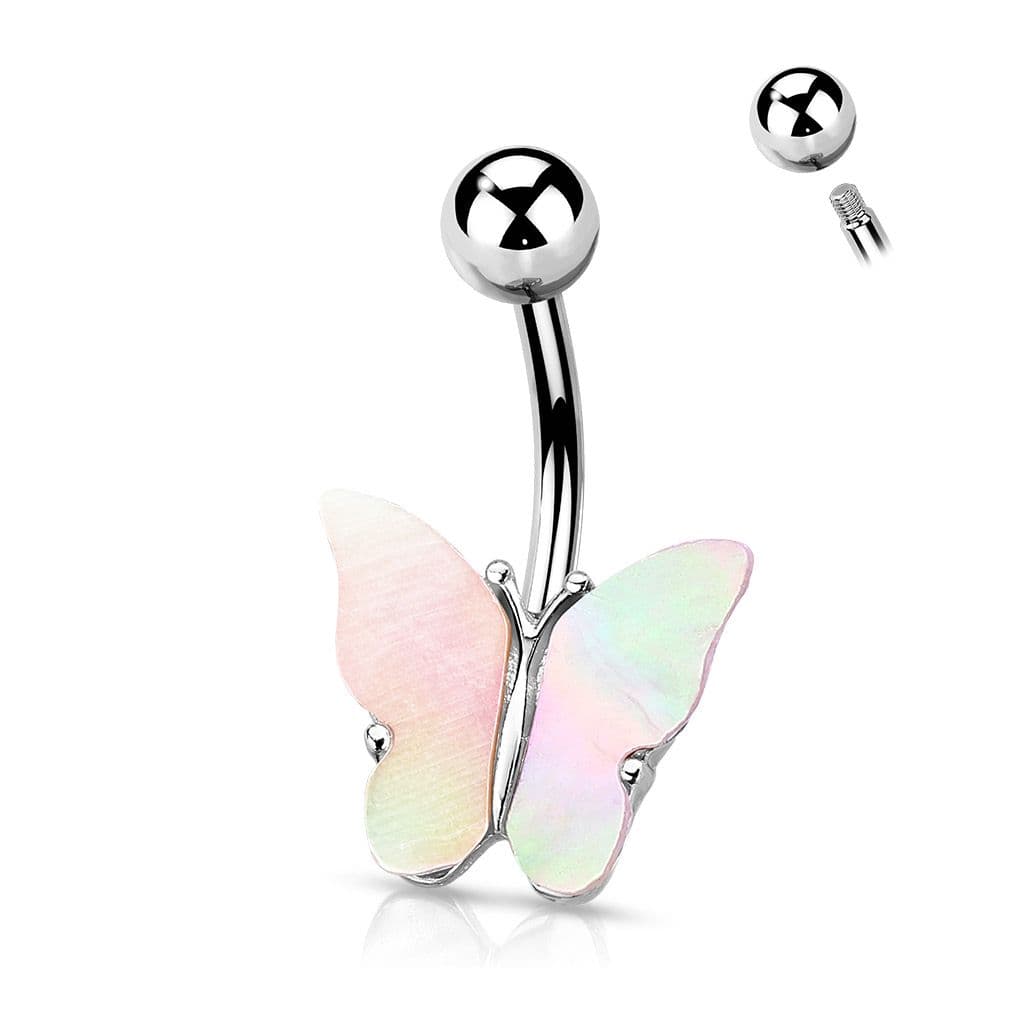 Piercing do pupíku motýl s perletí - WP01142-02