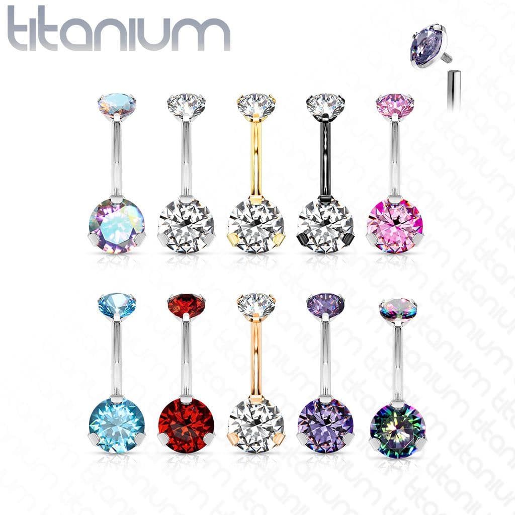 Piercing do pupíku vnitřní závit, zirkon - TITAN (duhová) - TIT1142-AB - náhled 2