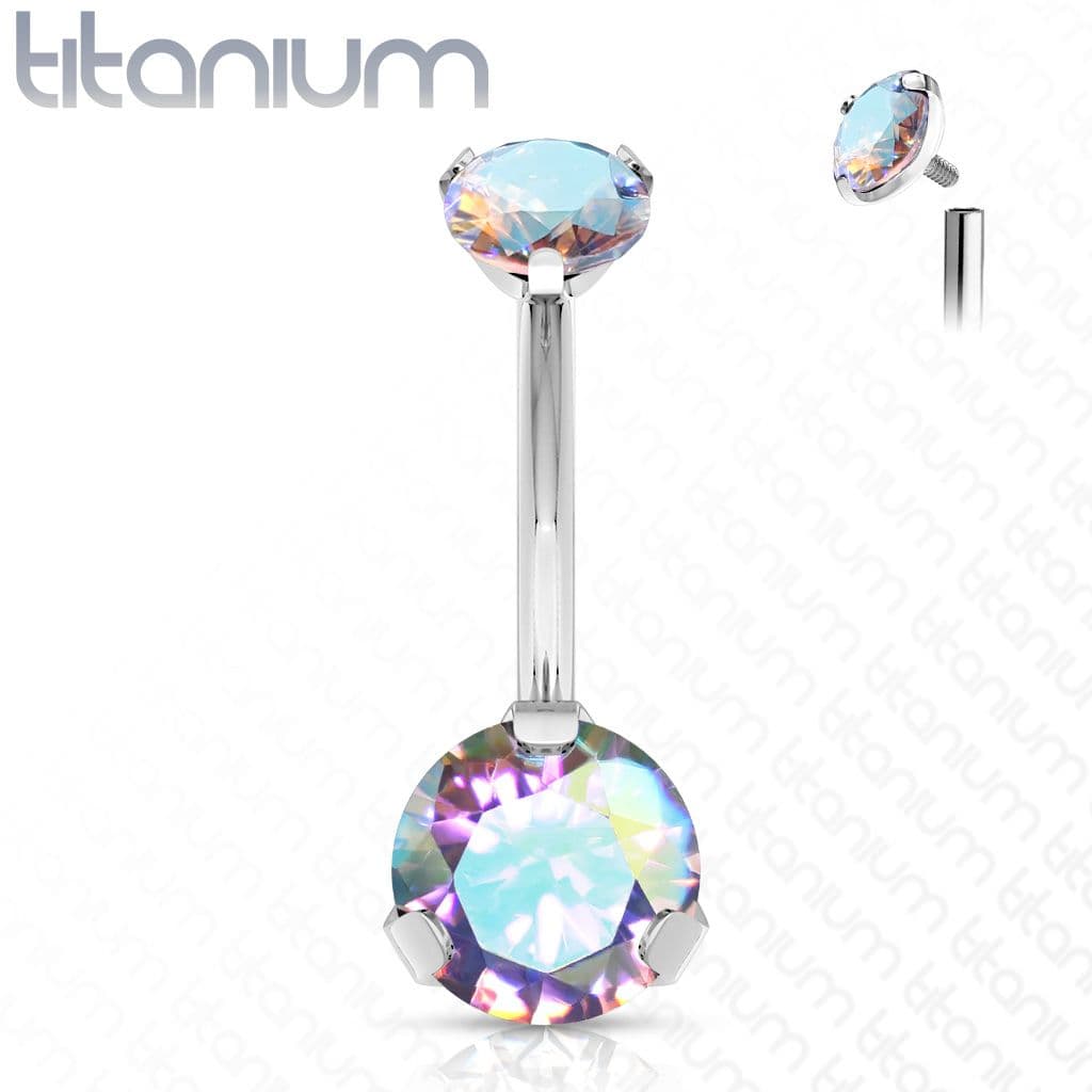 Piercing do pupíku vnitřní závit, zirkon - TITAN (duhová) - TIT1142-AB - náhled 1