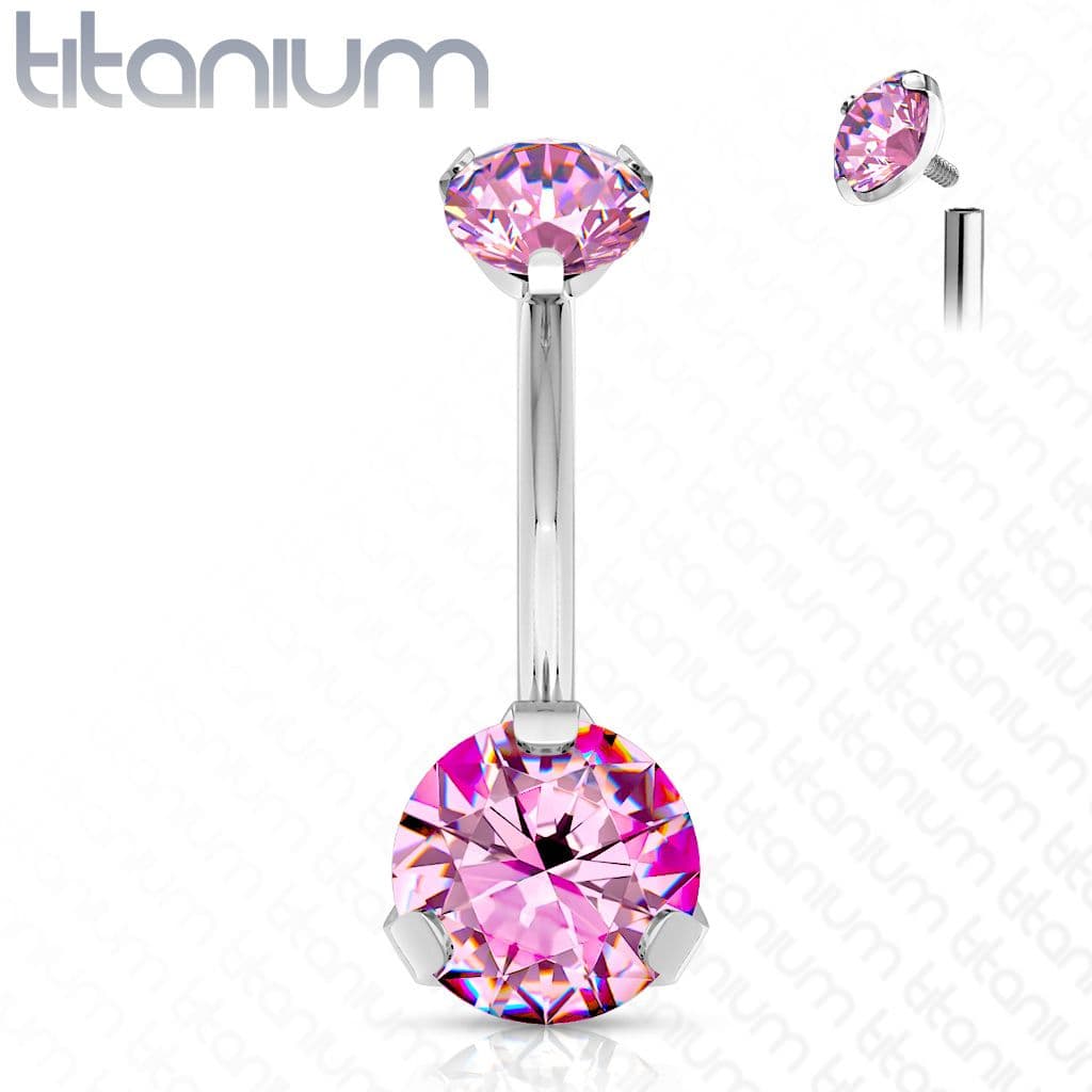 Piercing do pupíku vnitřní závit, zirkon - TITAN (duhová) - TIT1142-AB - náhled 4