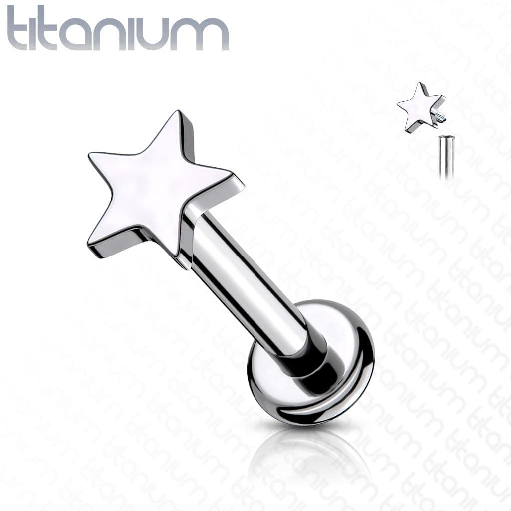 Piercing do brady - labreta hvězda (1,2 x 6 mm) - TIT1101-1206