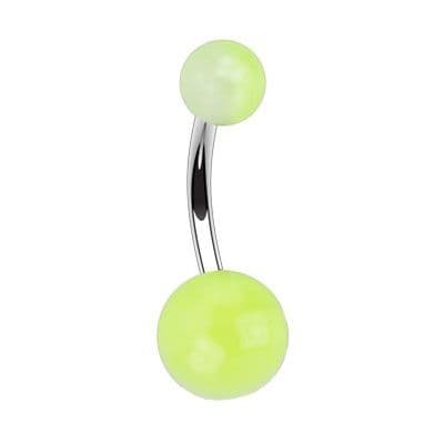 Piercing do pupíku (bílá/zelená) - BA01066-WG - náhled 1
