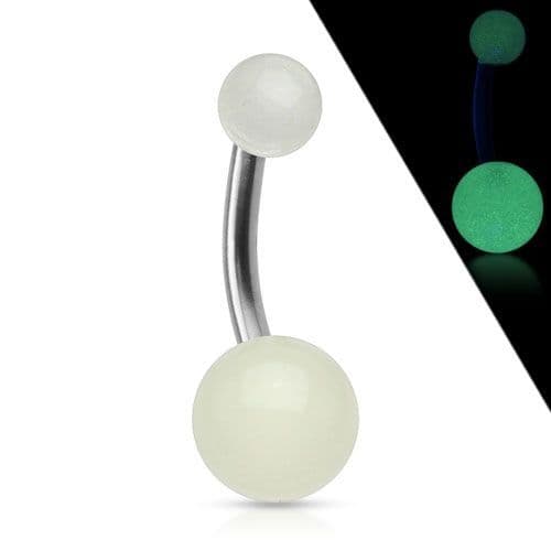 Fosforeskující piercing do pupíku - TITAN (bílá) - náhled 1