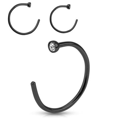 Černý piercing do ucha/nosu se zirkonem (10 mm) - N0064-10