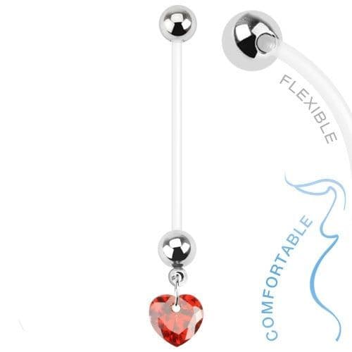 Těhotenský piercing do pupíku - srdíčko (růžová, 1,6 x 25 mm) - náhled 2
