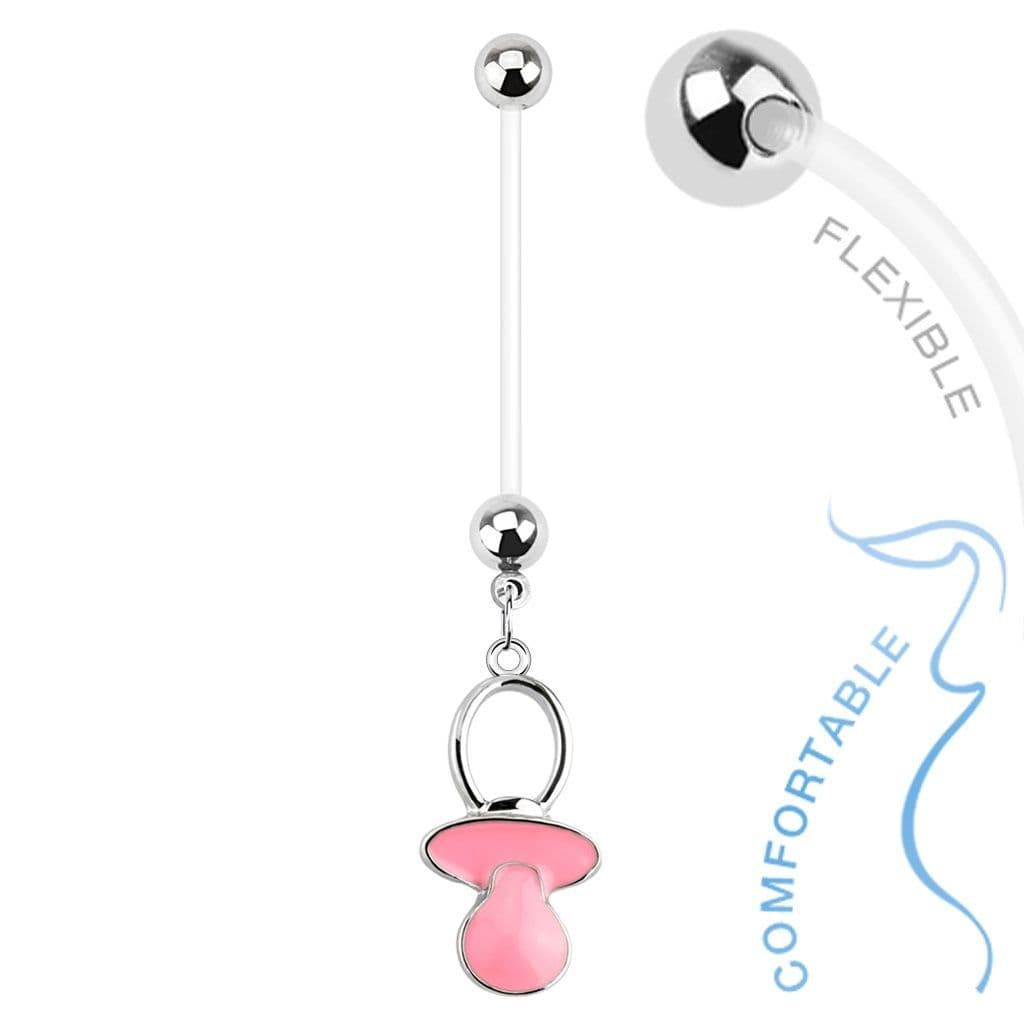 Těhotenský piercing do pupíku - dudlík (modrá, 1,6 x 25 mm) - náhled 2