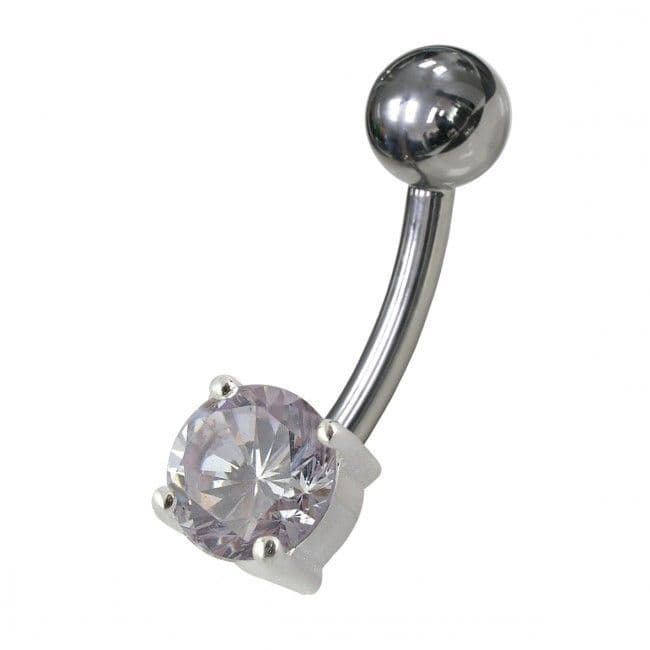 S4U Stříbrný piercing do pupíku - kulatý zirkon 6 mm (fialová) - BP01146-A - náhled 2