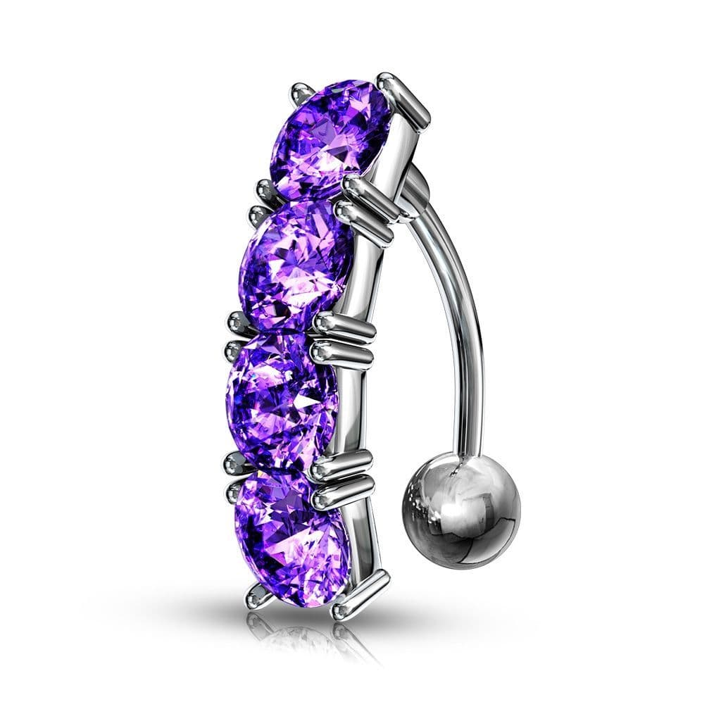 Piercing do pupíku s kamínky (fialová) - náhled 1