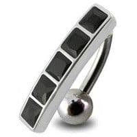 Stříbrný piercing do pupíku se štítem - obrácený (tmavě růžová) - BP01162-F - náhled 2