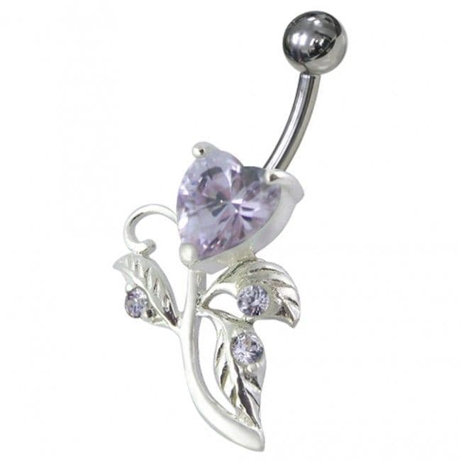 S4U Stříbrný piercing do pupíku - srdíčko (fialová) - BP01186-A - náhled 2