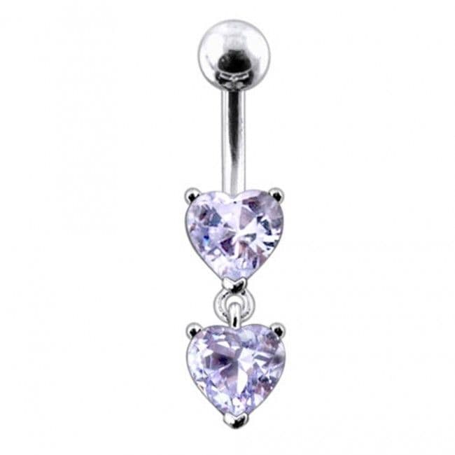 S4U Stříbrný piercing do pupíku - srdíčka (fialová) - BP01258-A - náhled 2