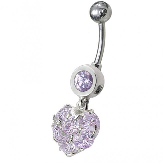 S4U Stříbrný piercing do pupíku - srdíčko (fialová) - BP01057-A - náhled 2