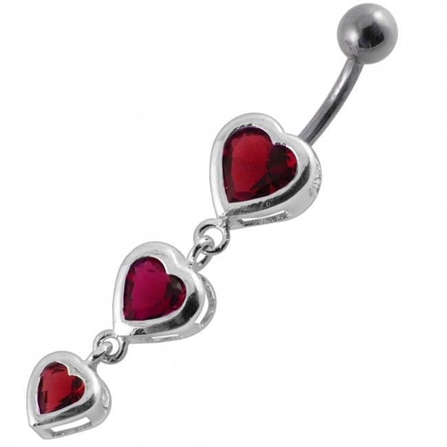 S4U Stříbrný piercing do pupíku - srdíčka (fialová) - BP01266-A - náhled 2