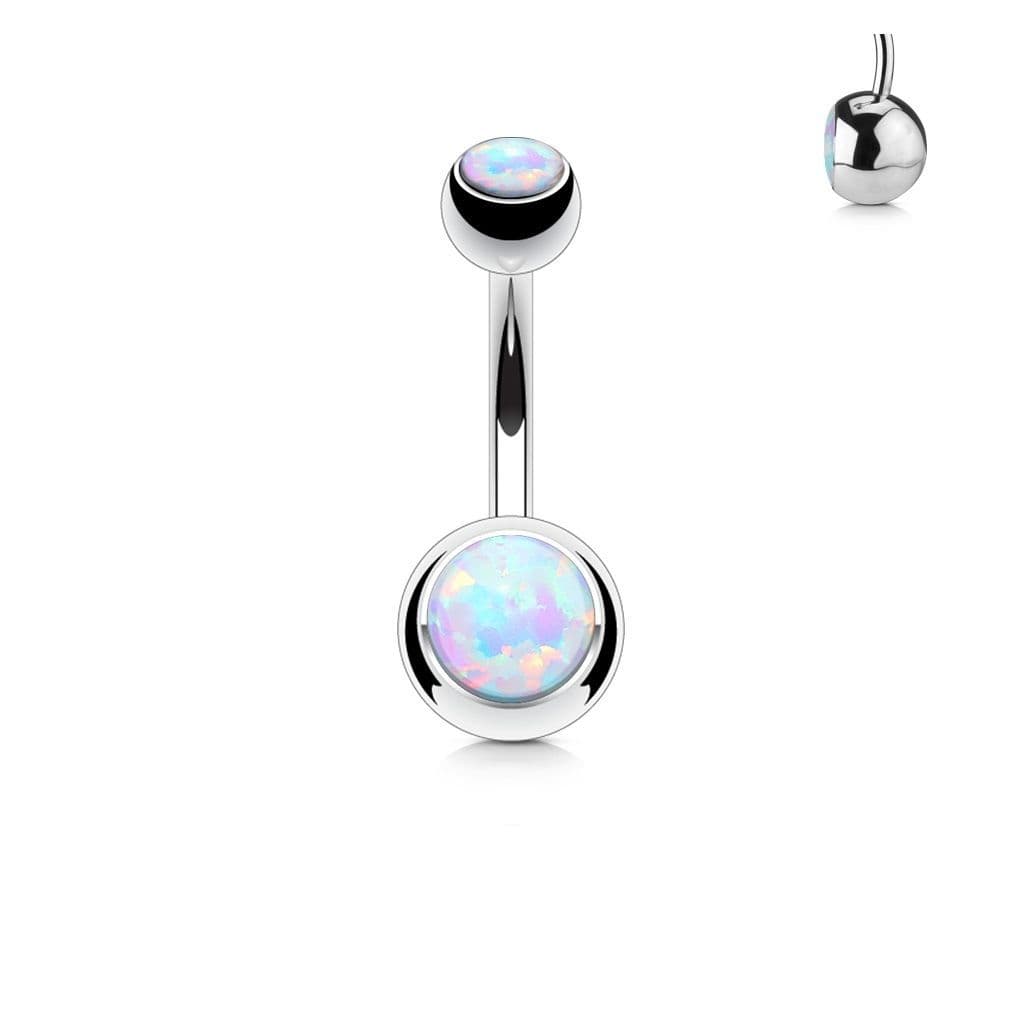 Piercing do pupíku - banánek opál (bílá) - náhled 2