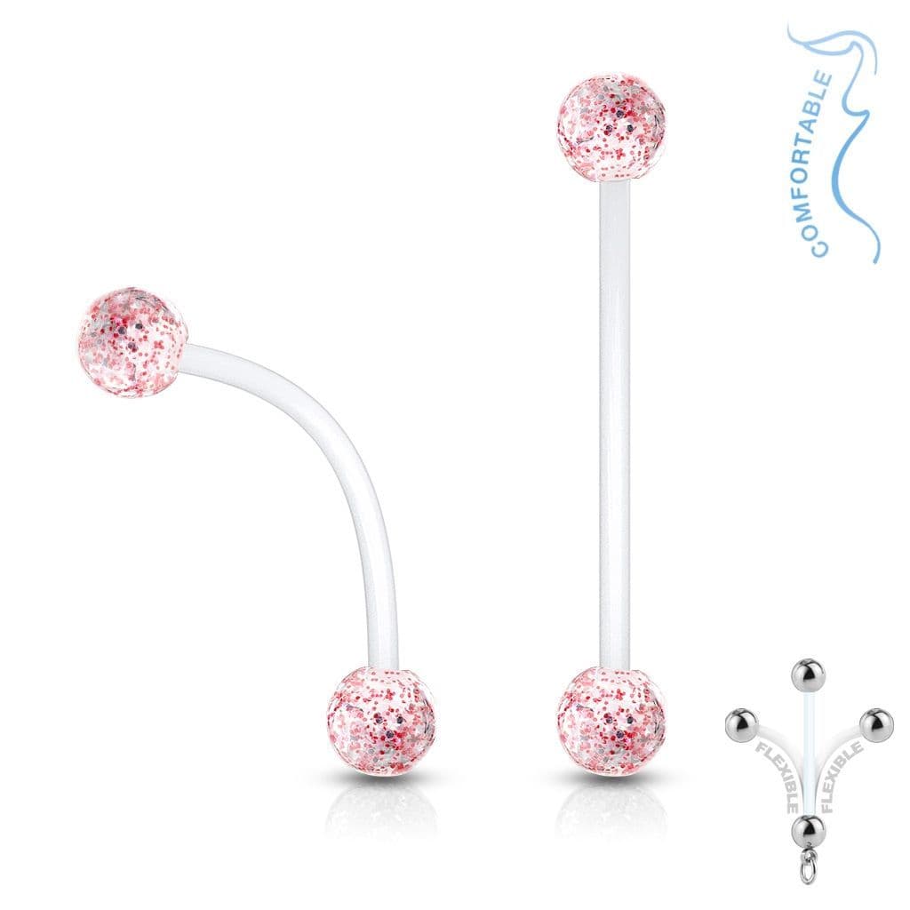 Pružný těhotenský piercing do pupíku (fialová, 1,6 x 25 mm) - náhled 2
