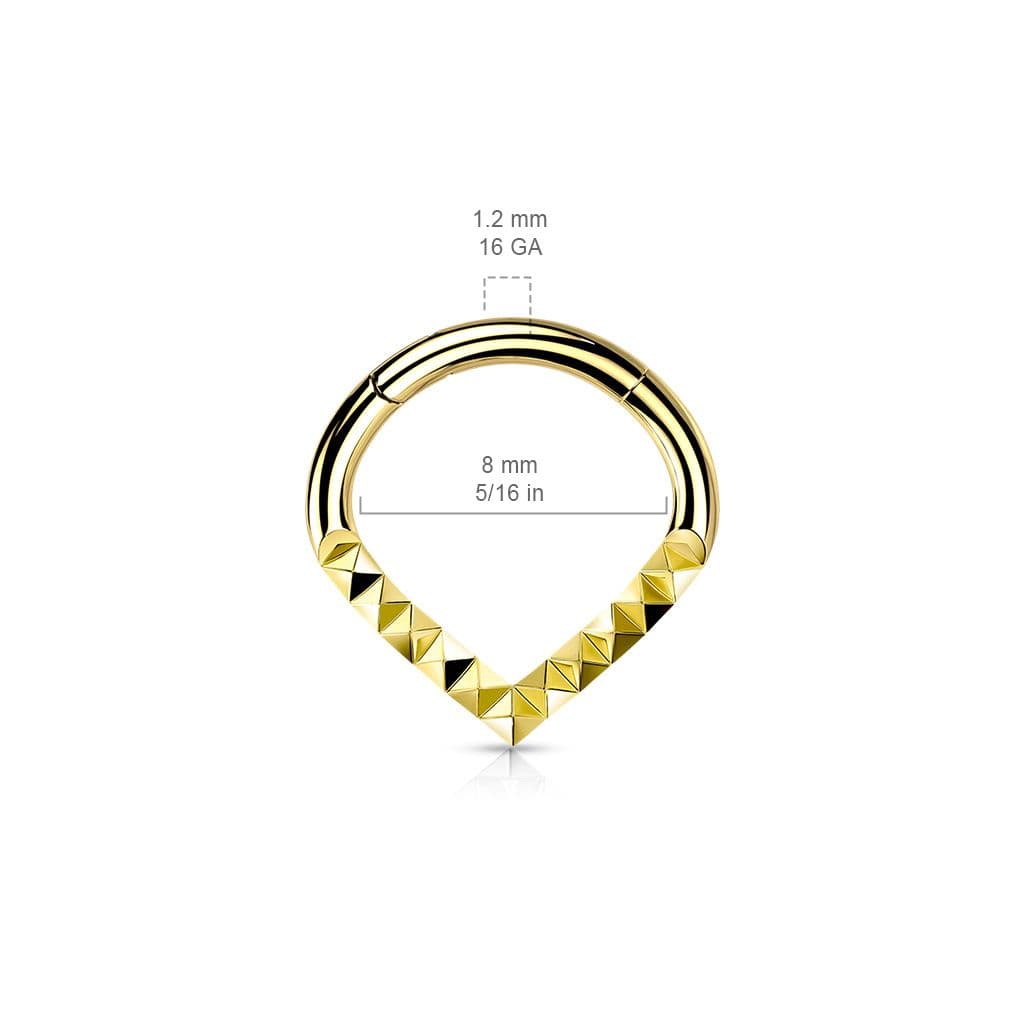 Zlacený segment piercing špičatý - helix / cartilage / tragus piercing 1,2 x 8 mm - NS0054GD-1208 - náhled 2