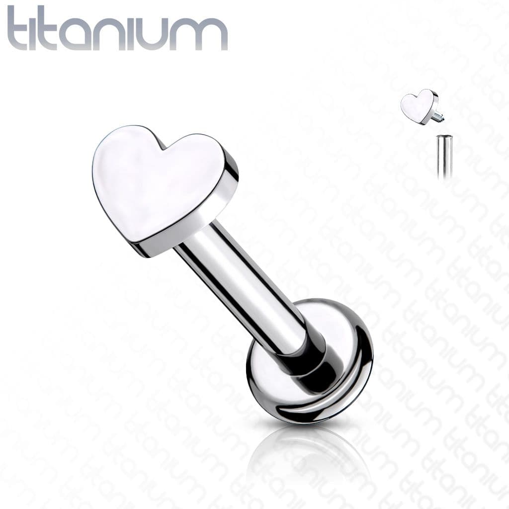 Piercing do brady - labreta TITAN srdíčko (1,2 x 6 mm) - TIT1098-1206