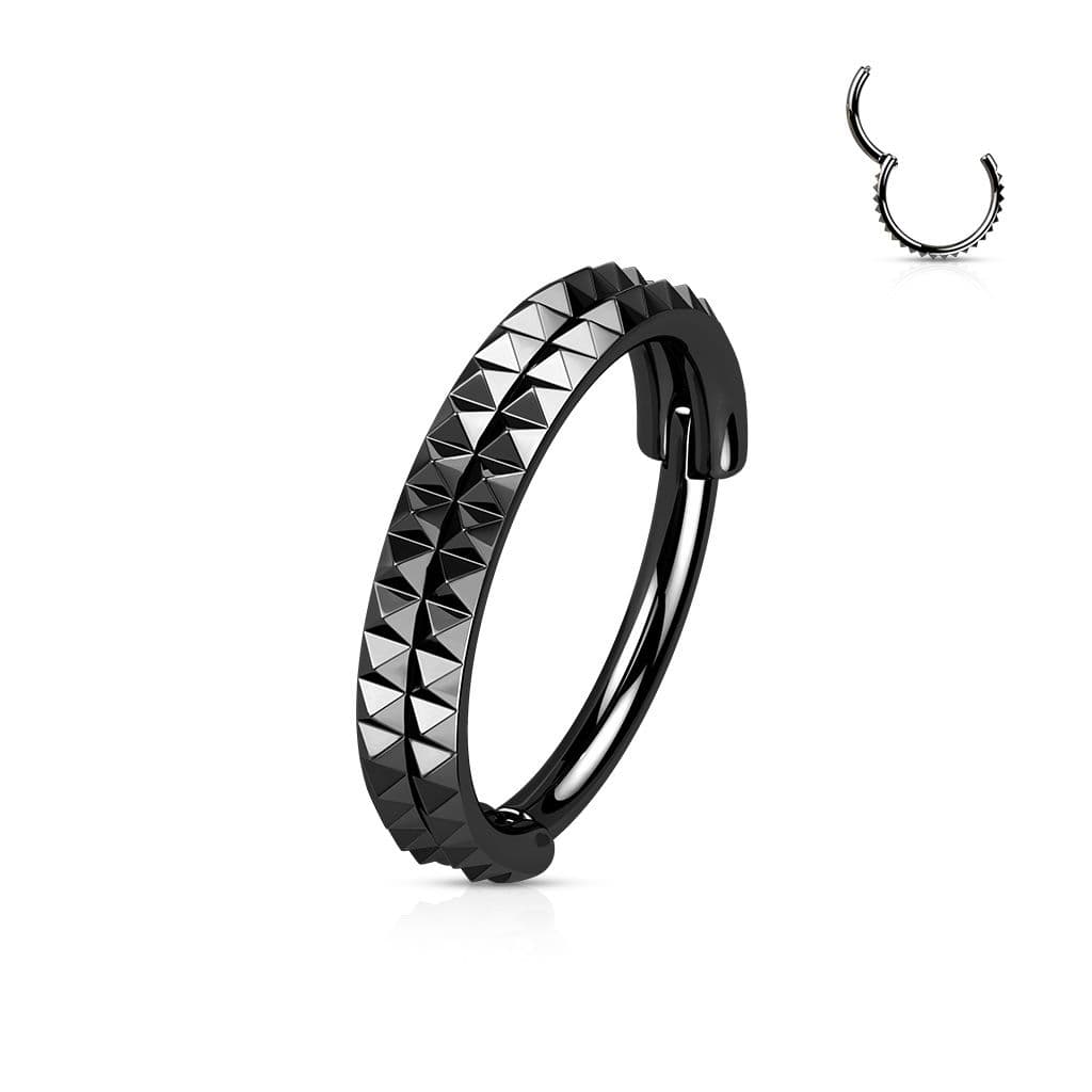 Černý segment kruh s hroty - helix / cartilage / tragus piercing (1,2 x 10 mm) - NS0053K-1210
