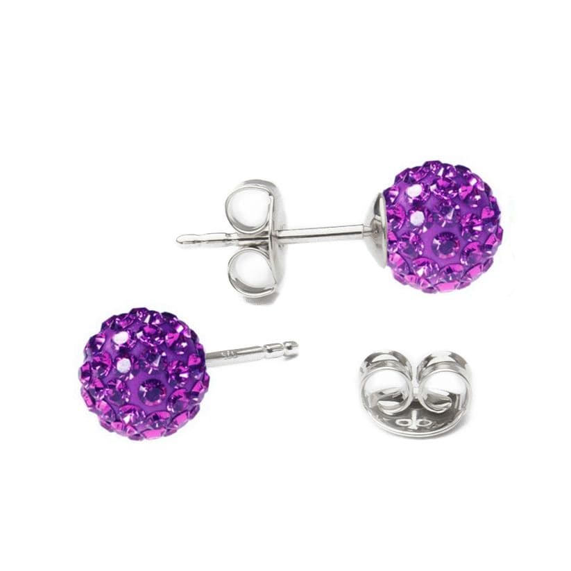 NUBIS Stříbrné náušnice kuličky Crystals from Swarovski Amethyst - SWAG06-AM