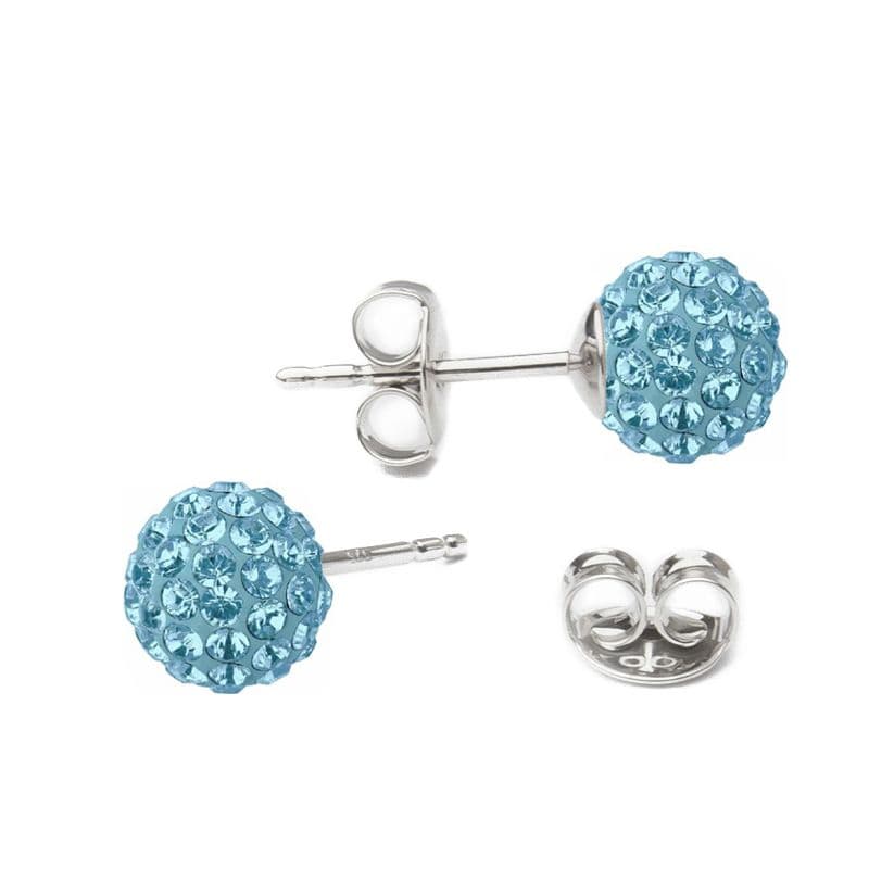 NUBIS Stříbrné náušnice kuličky Crystals from Swarovski Light Turquoise - SWAG06-LT