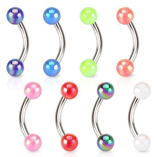 Piercing do obočí metalické kuličky (bílá)