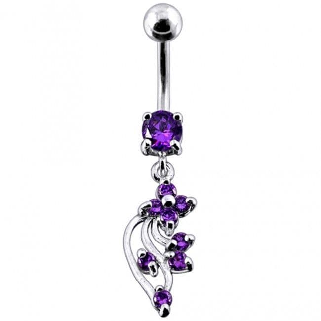 S4U Stříbrný piercing do pupíku (fialová) - BP01113-A - náhled 1