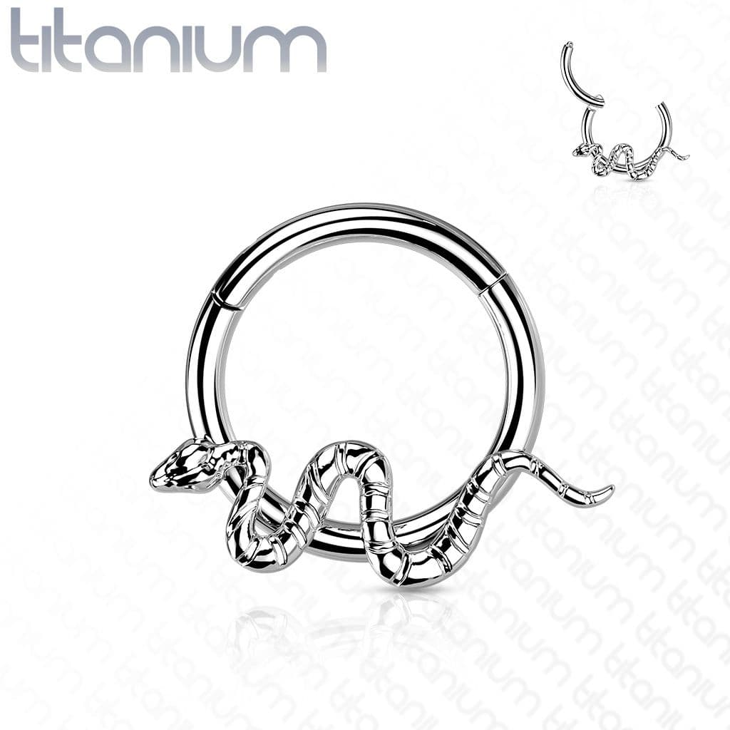 Segment kruh s hadem - helix / cartilage / tragus piercing TITAN (1,2 x 10 mm) - TIT1162-1210 - náhled 1
