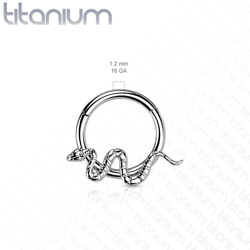 Segment kruh s hadem - helix / cartilage / tragus piercing TITAN (1,2 x 10 mm) - TIT1162-1210 - náhled 2