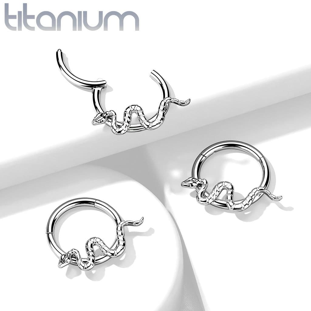 Segment kruh s hadem - helix / cartilage / tragus piercing TITAN (1,2 x 10 mm) - TIT1162-1210 - náhled 3