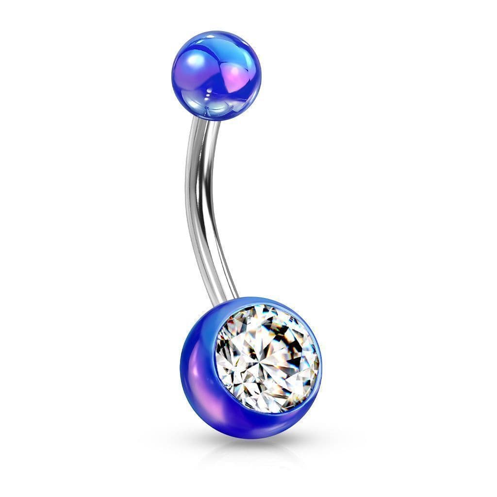 Piercing do pupíku - perleťový lesk a zirkon (bílý) - náhled 4