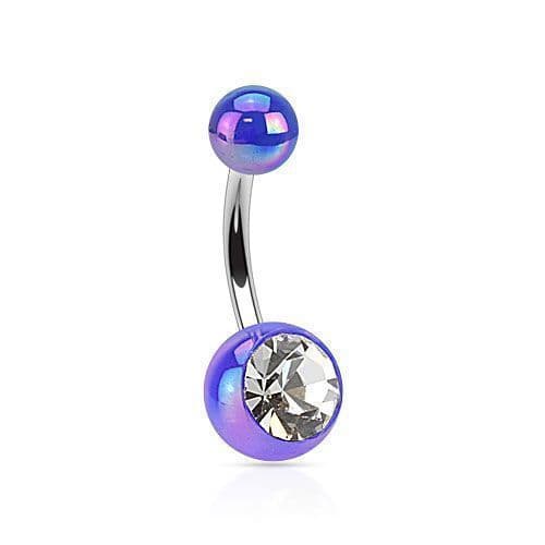 Piercing do pupíku - perleťový lesk a zirkon (bílý) - náhled 5