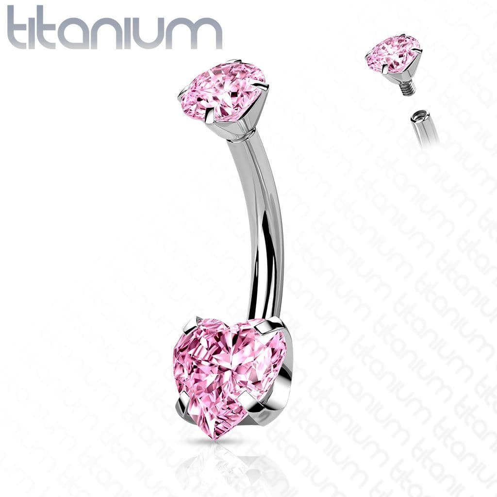 Piercing do pupíku srdíčko - TITAN (růžová) - TIT1176-P - náhled 1