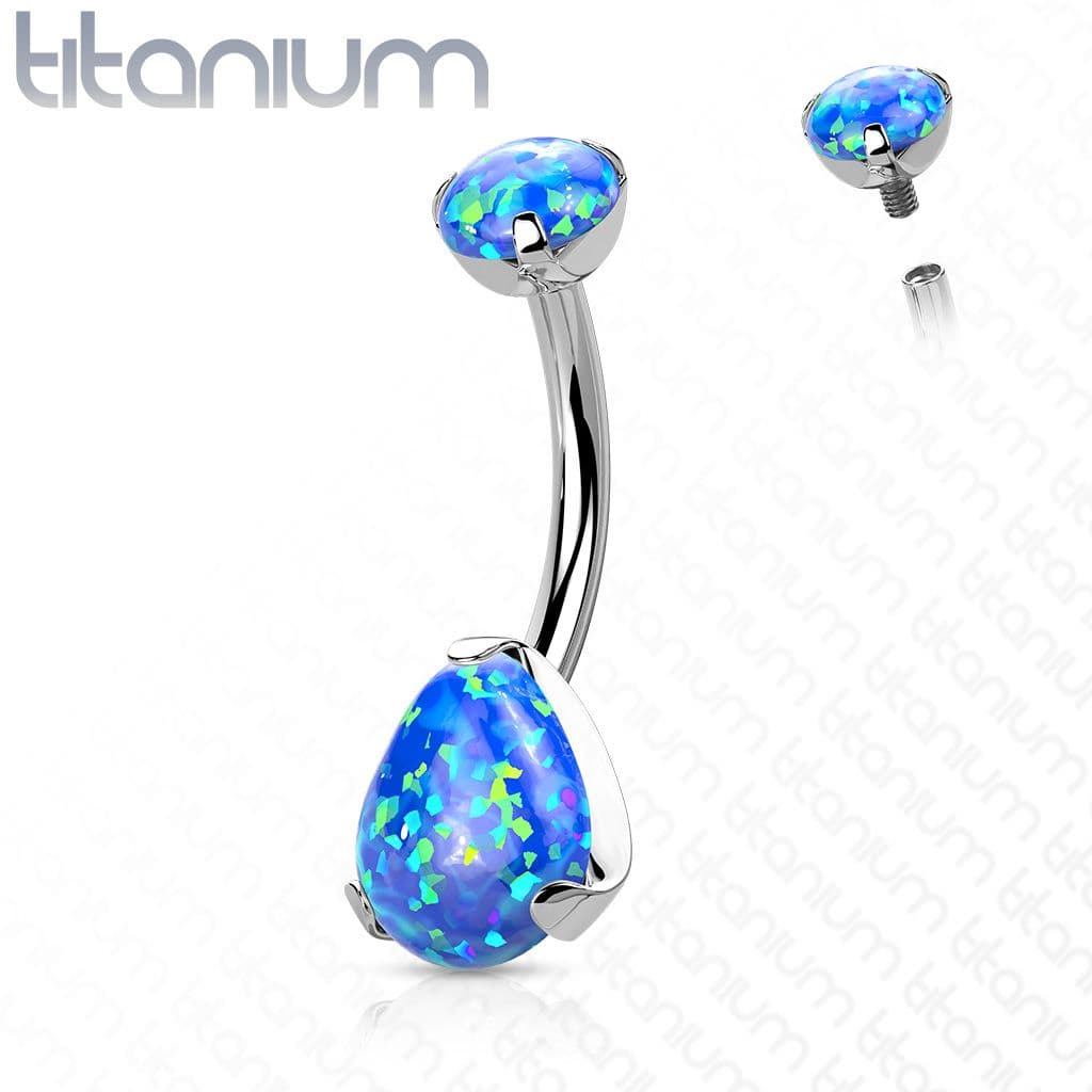 Piercing do pupíku - TITAN, opál (bílá) - TIT1187-OP17 - náhled 3