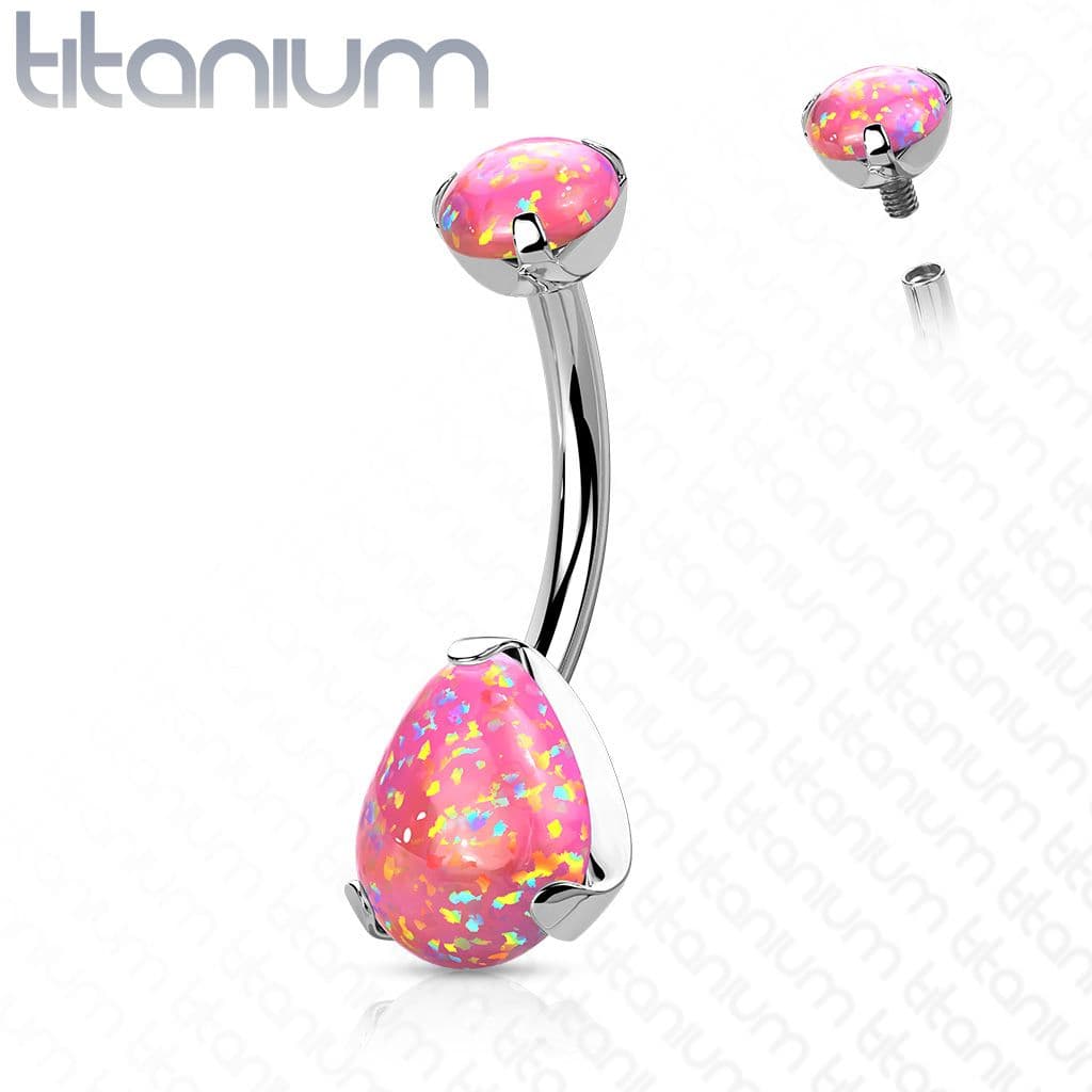 Piercing do pupíku - TITAN, opál (bílá) - TIT1187-OP17 - náhled 4