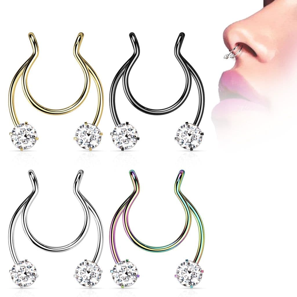 Falešný piercing do nosu - septum (ocelová) - ST0018-ST - náhled 2