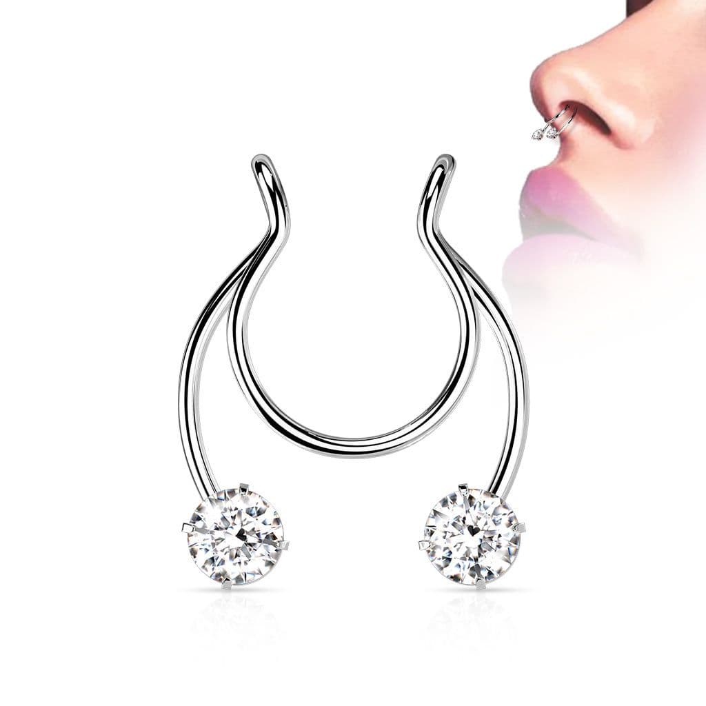 Falešný piercing do nosu - septum (ocelová) - ST0018-ST - náhled 1