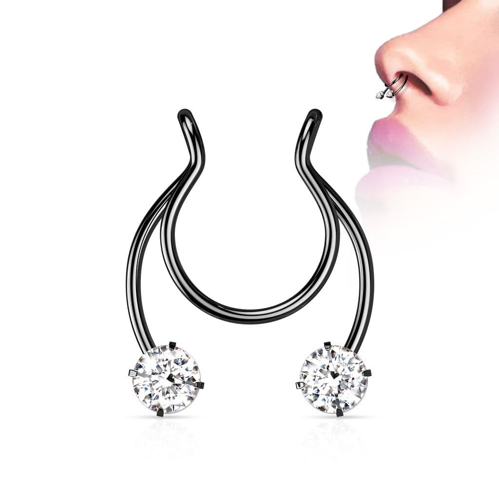 Falešný piercing do nosu - septum (ocelová) - ST0018-ST - náhled 4