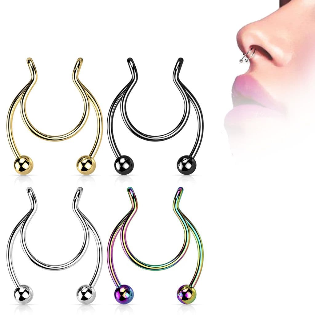 Falešný piercing do nosu - septum (ocelová) - ST0017-ST - náhled 2