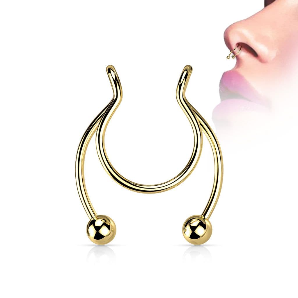 Falešný piercing do nosu - septum (ocelová) - ST0017-ST - náhled 3