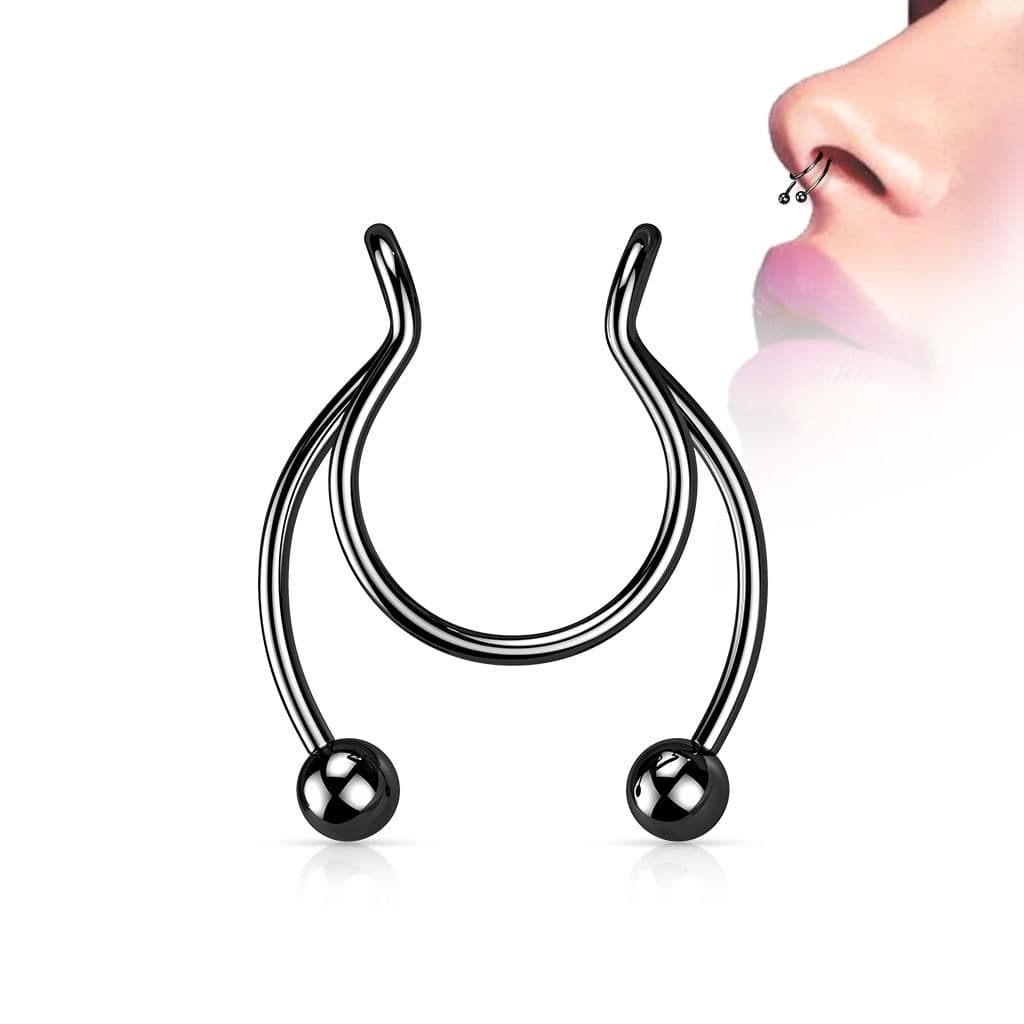 Falešný piercing do nosu - septum (ocelová) - ST0017-ST - náhled 4