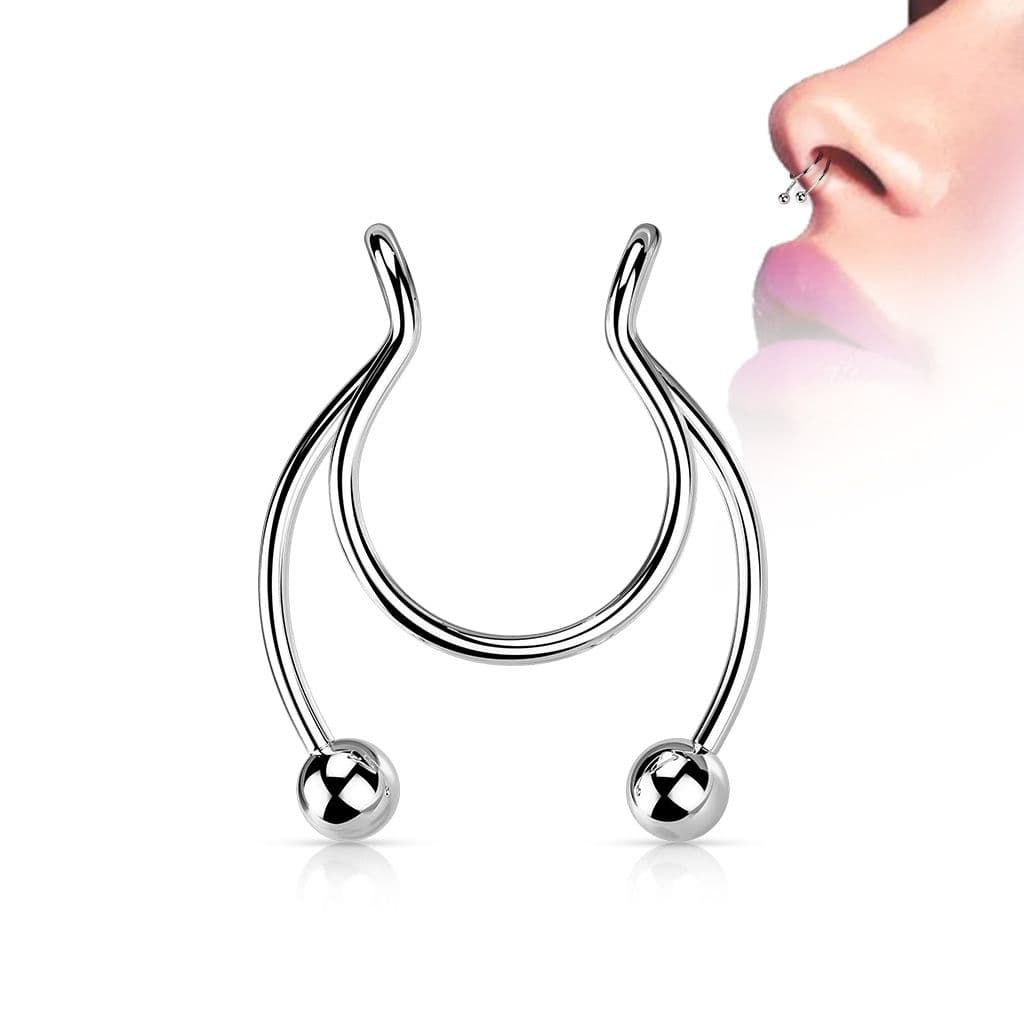 Falešný piercing do nosu - septum (ocelová) - ST0017-ST - náhled 1