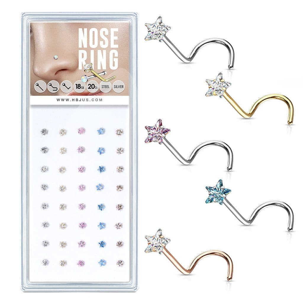 S4U Sada 40ti piercingů do nosu, 3mm zirkon - N0000-18
