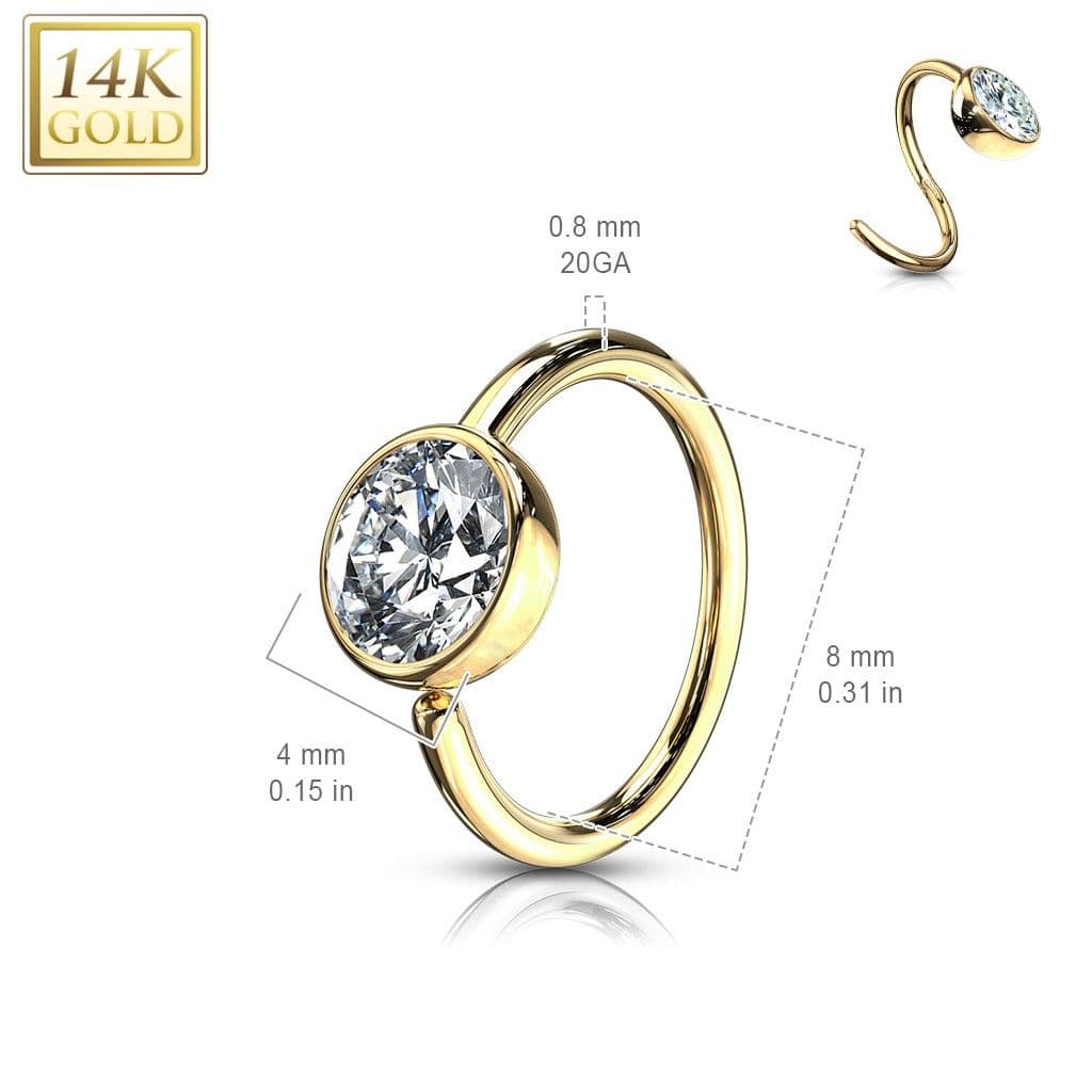 Zlatý piercing do nosu kruh, 0,8 x 8 mm, Au 585/1000 - ZL01060-YG - náhled 3