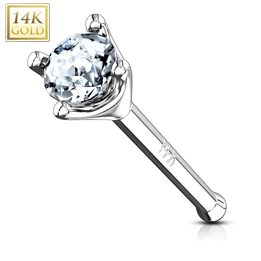 Zlatý piercing do nosu - čirý zirkon 1,5 mm, Au 585/1000 - náhled 2