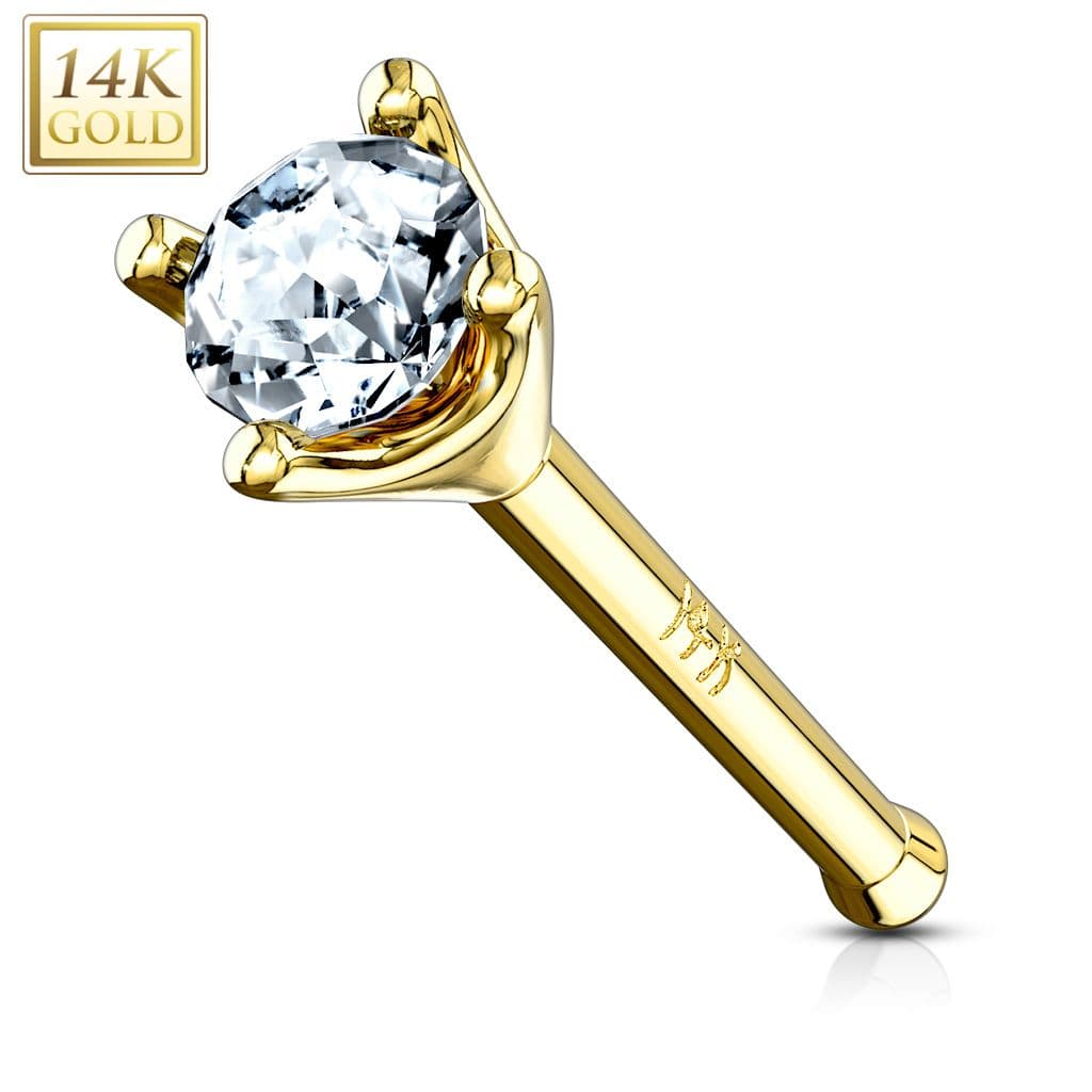 Zlatý piercing do nosu - čirý zirkon 1,5 mm, Au 585/1000 - náhled 2