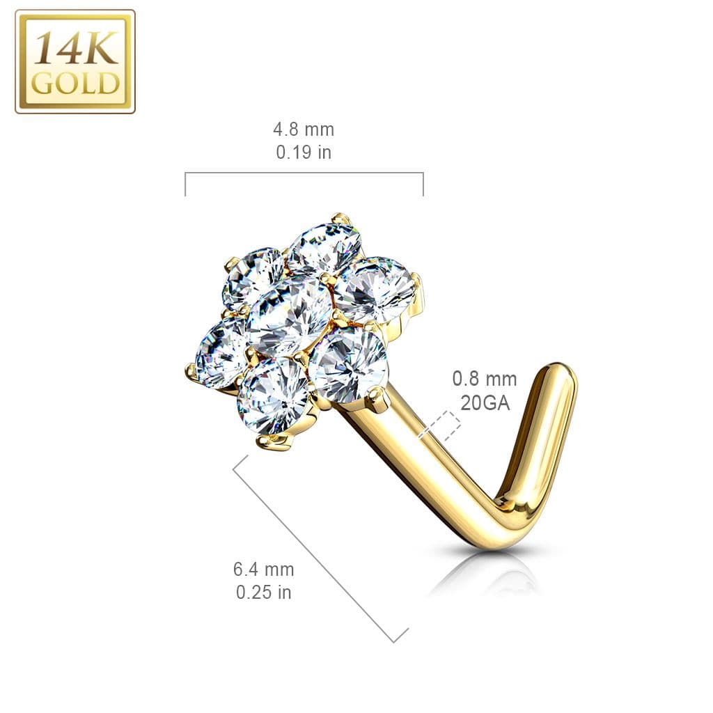 MARRE Zlatý piercing do nosu kytička - čirý zirkony, Au 585/1000 - ZL01186-YG - náhled 2