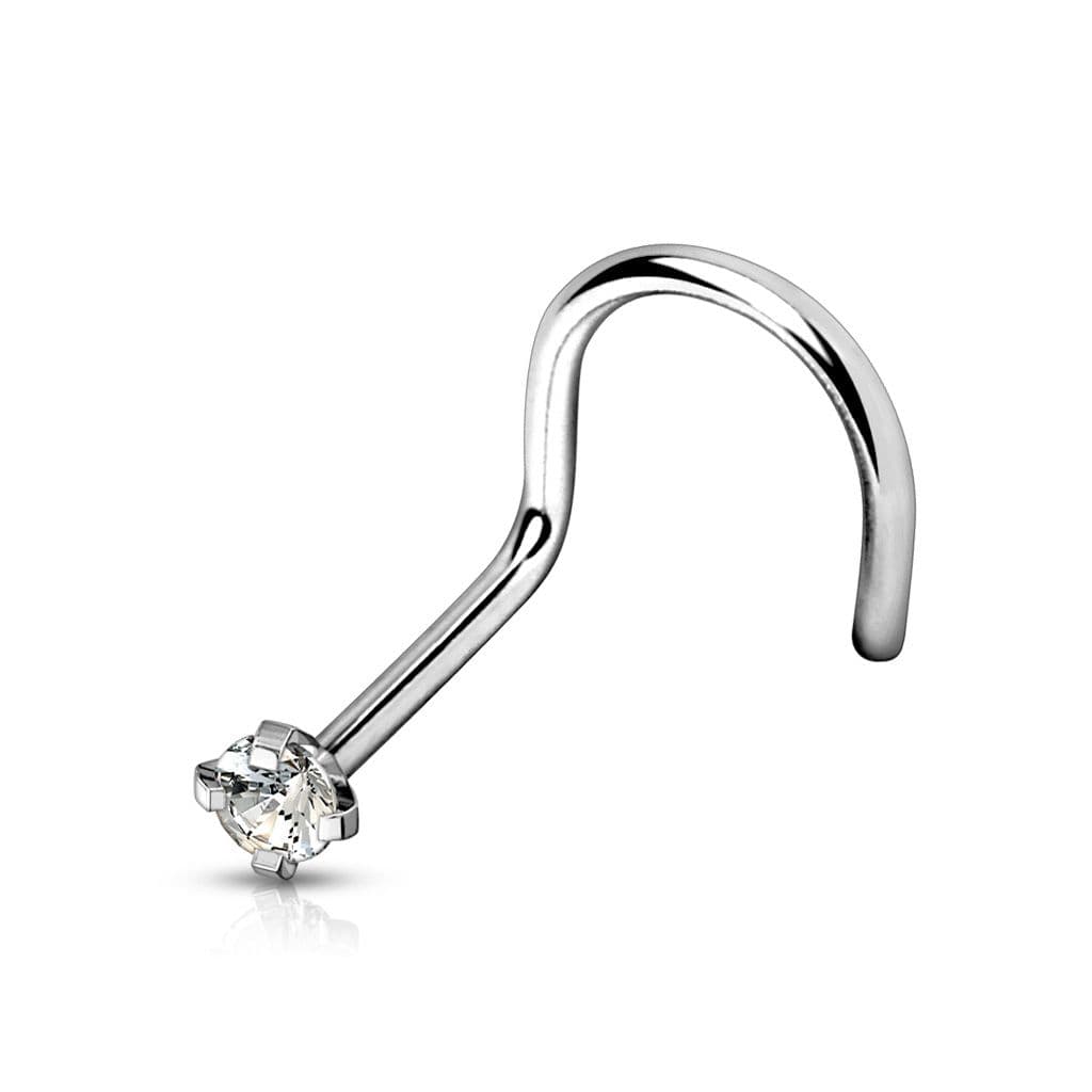 Zahnutý piercing do nosu - titan (čirý 2 mm) - TIT1063C-020 - náhled 3