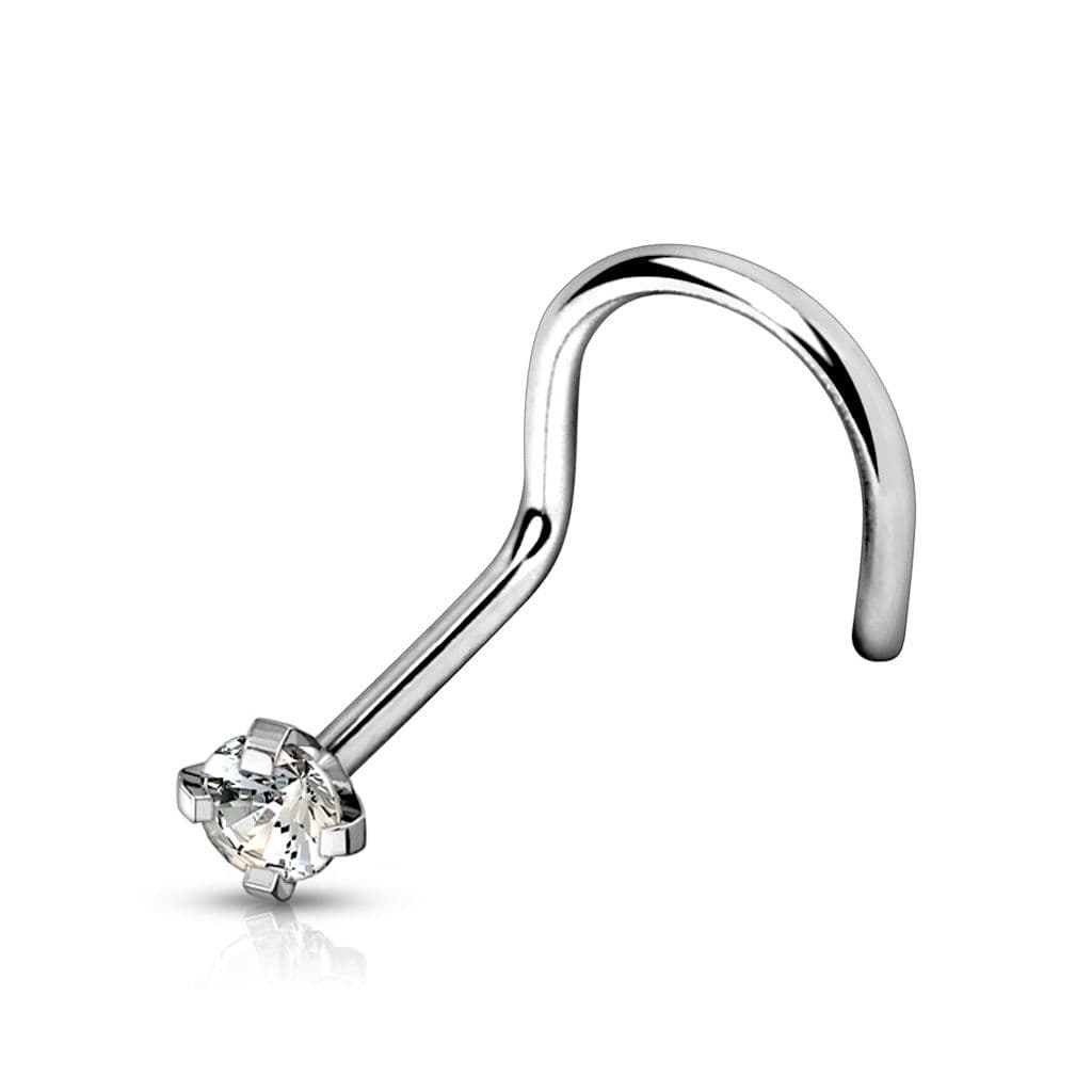 Zahnutý piercing do nosu - titan (čirý 2 mm) - TIT1063C-020 - náhled 4