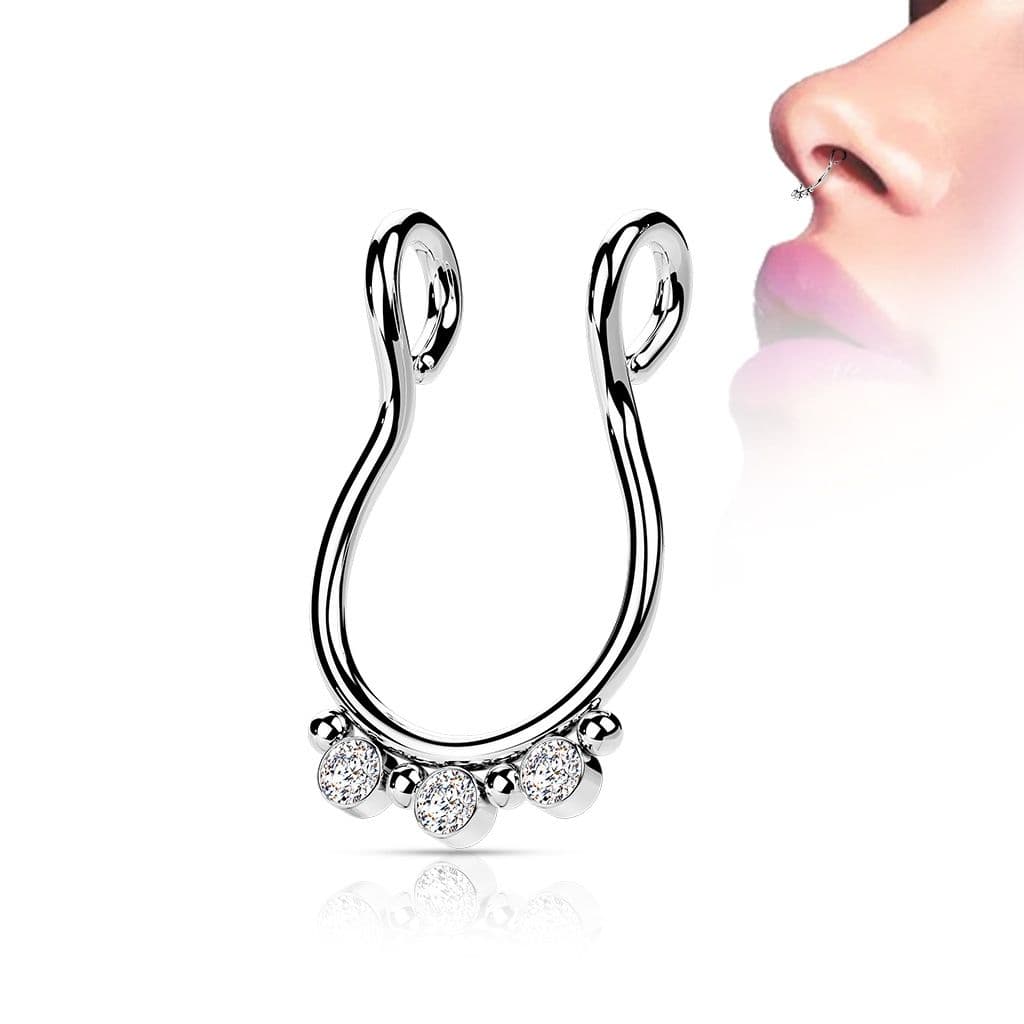 Falešný piercing do nosu - septum (černá) - ST0020-K - náhled 3